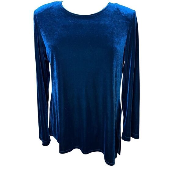 K Studio Velvet Tunic & Skirt Set Sz. 14 Teal Flattering Confortable - Picture 12 of 14